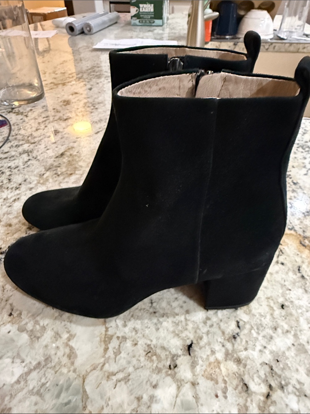 Women's Black Suede Ankle Boots - Classic Block Heel - Gianni Bini - Size 6